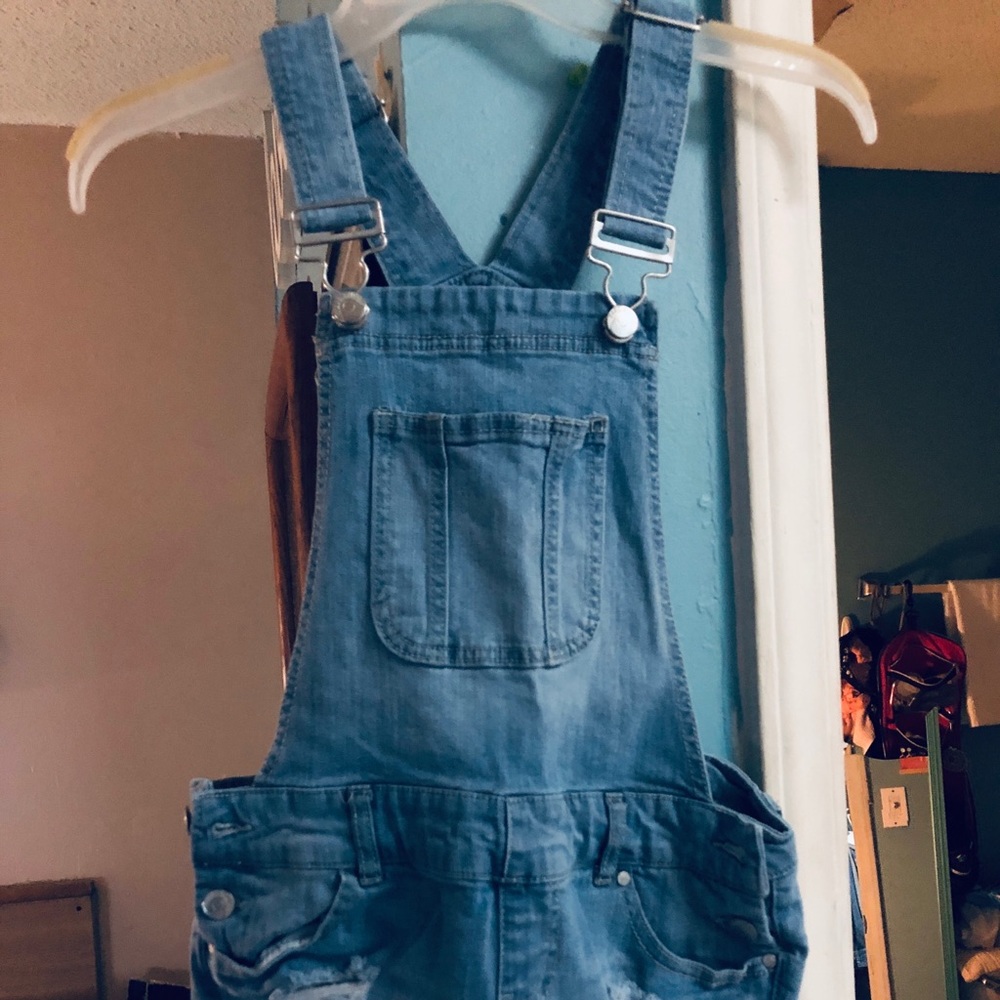 Jean shorts overalls